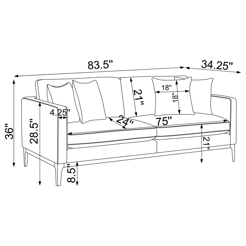 Pemberly Row 2-piece Upholstered Track Arm Sofa Set in Light Grey