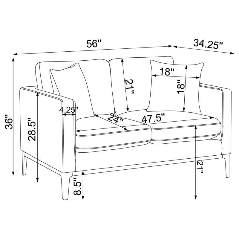 Pemberly Row 2-piece Upholstered Track Arm Sofa Set in Light Grey
