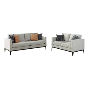 Pemberly Row 2-piece Upholstered Track Arm Sofa Set in Light Grey