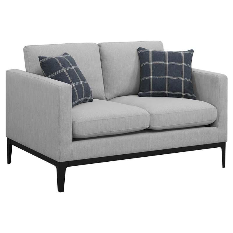 Pemberly Row 2-piece Upholstered Track Arm Sofa Set in Light Grey