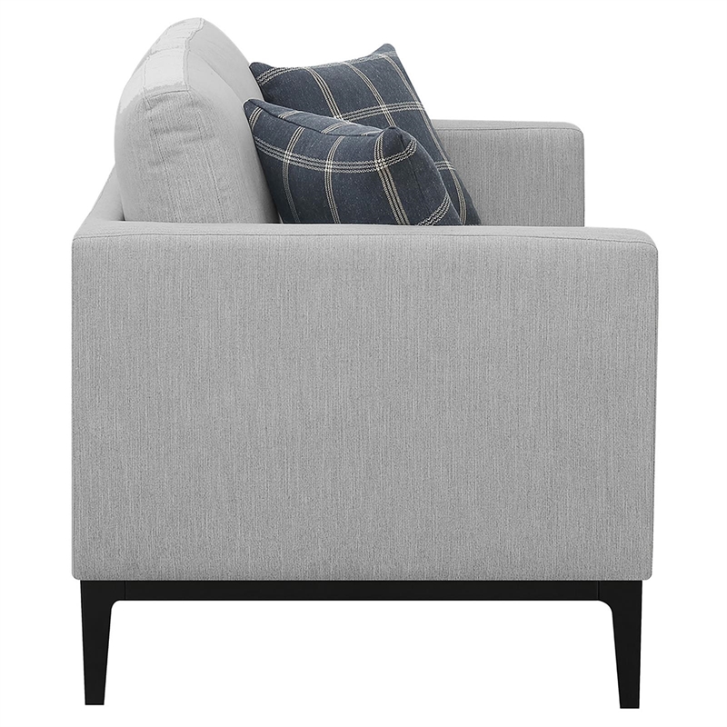 Pemberly Row 2-piece Upholstered Track Arm Sofa Set in Light Grey