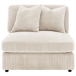 Pemberly Row Fabric Upholstered Soft Cushion Armless Chair in Sand
