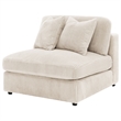 Pemberly Row Fabric Upholstered Soft Cushion Armless Chair in Sand