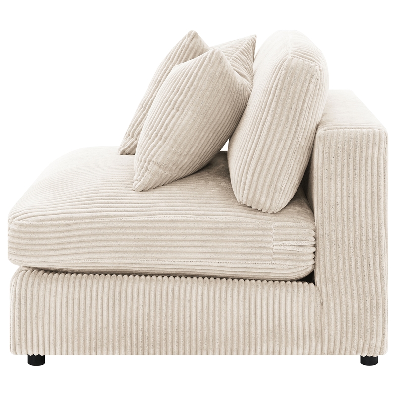 Pemberly Row Fabric Upholstered Soft Cushion Armless Chair in Sand