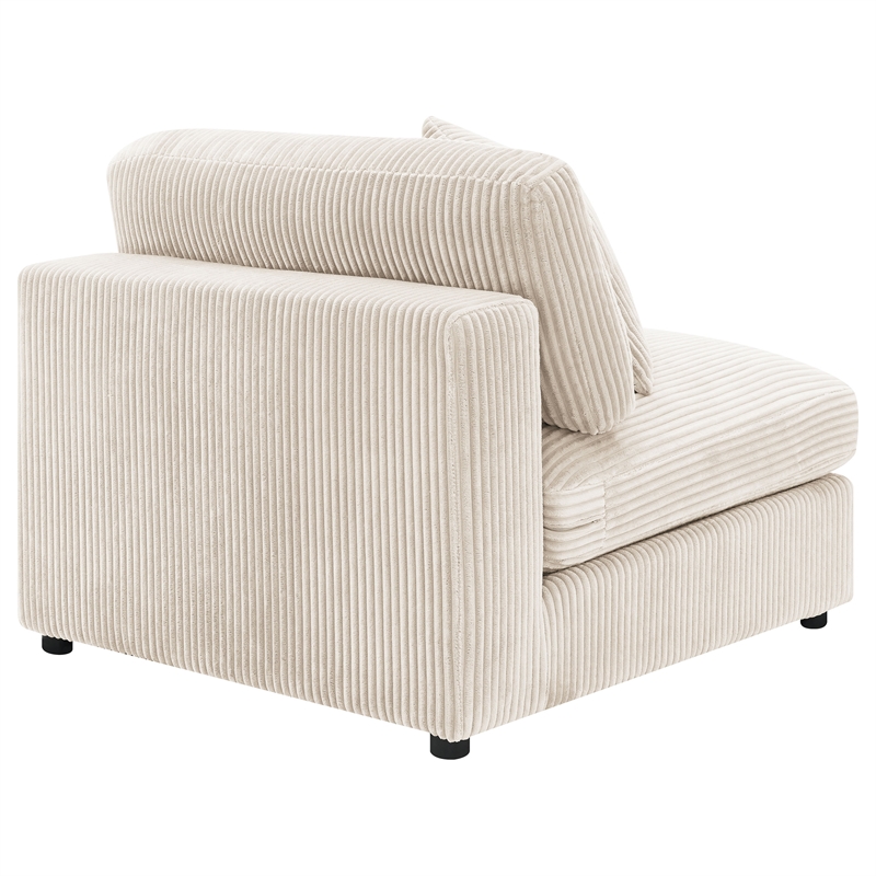 Pemberly Row Fabric Upholstered Soft Cushion Armless Chair in Sand