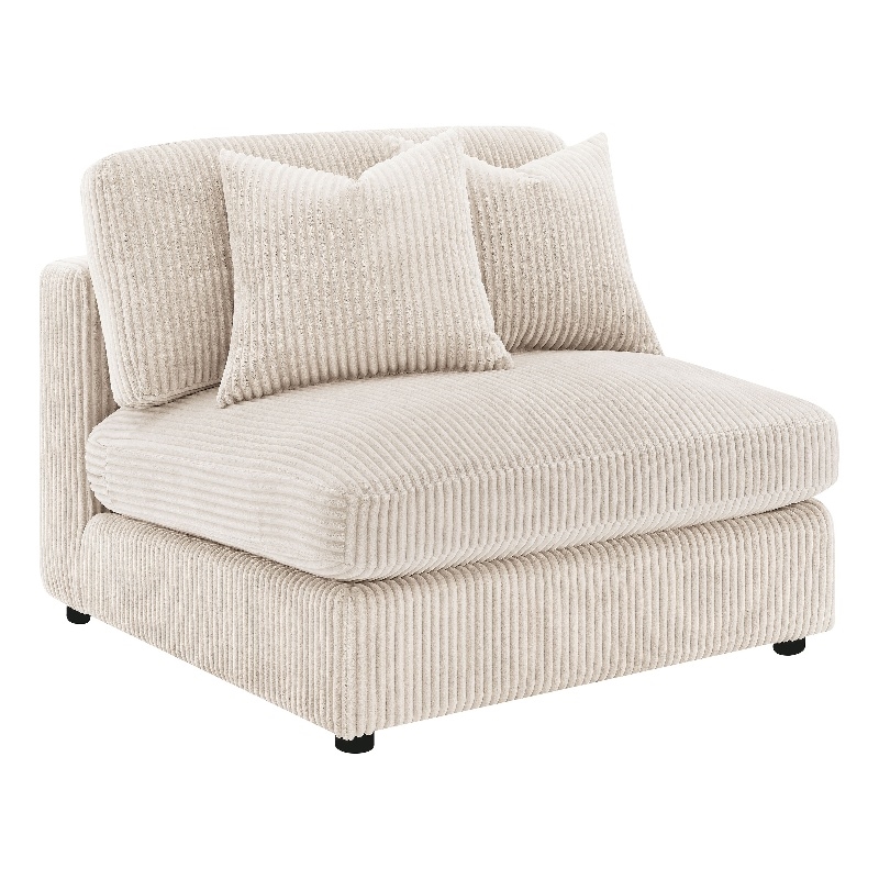 Pemberly Row Fabric Upholstered Soft Cushion Armless Chair in Sand