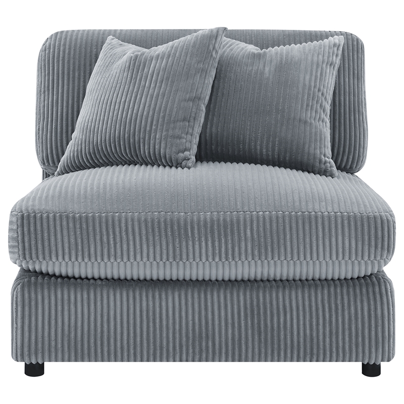 Pemberly Row Fabric Upholstered Soft Cushion Armless Chair in Gray Fog