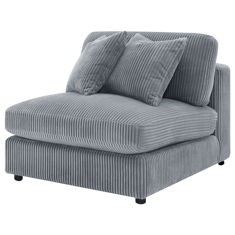 Pemberly Row Fabric Upholstered Soft Cushion Armless Chair in Gray Fog