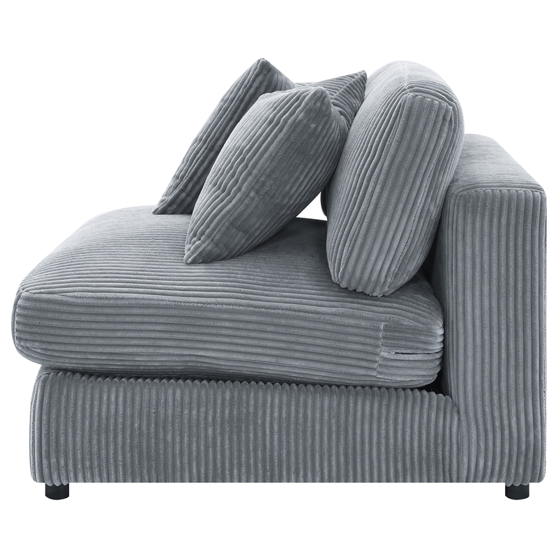 Pemberly Row Fabric Upholstered Soft Cushion Armless Chair in Gray Fog