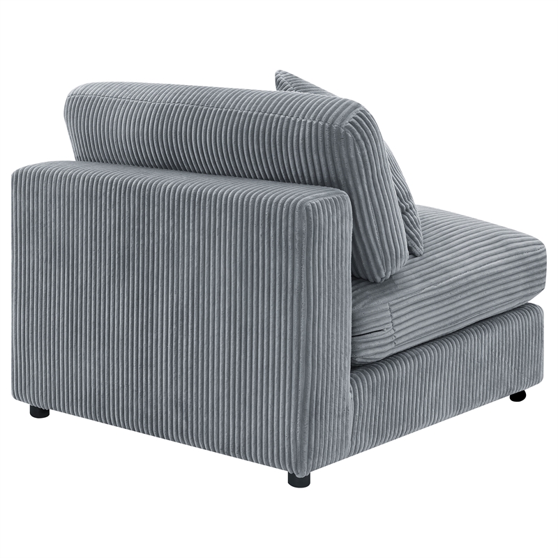 Pemberly Row Fabric Upholstered Soft Cushion Armless Chair in Gray Fog