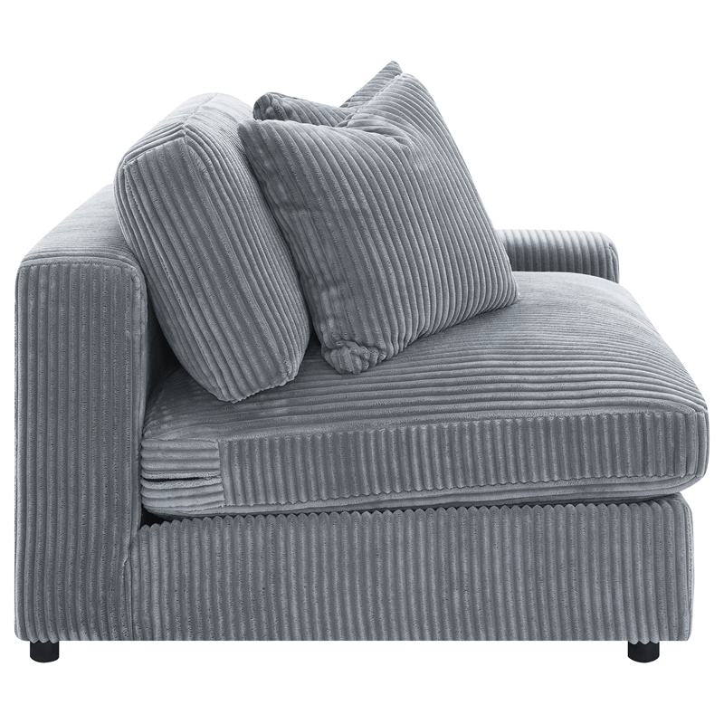 Pemberly Row Fabric Upholstered Soft Cushion Armless Chair in Gray Fog