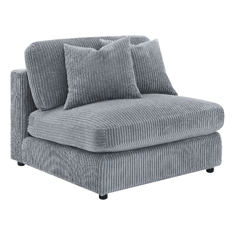 Pemberly Row Fabric Upholstered Soft Cushion Armless Chair in Gray Fog