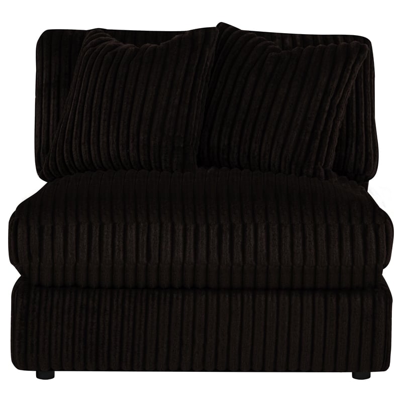 Pemberly Row Fabric Upholstered Soft Cushion Armless Chair in Chocolate