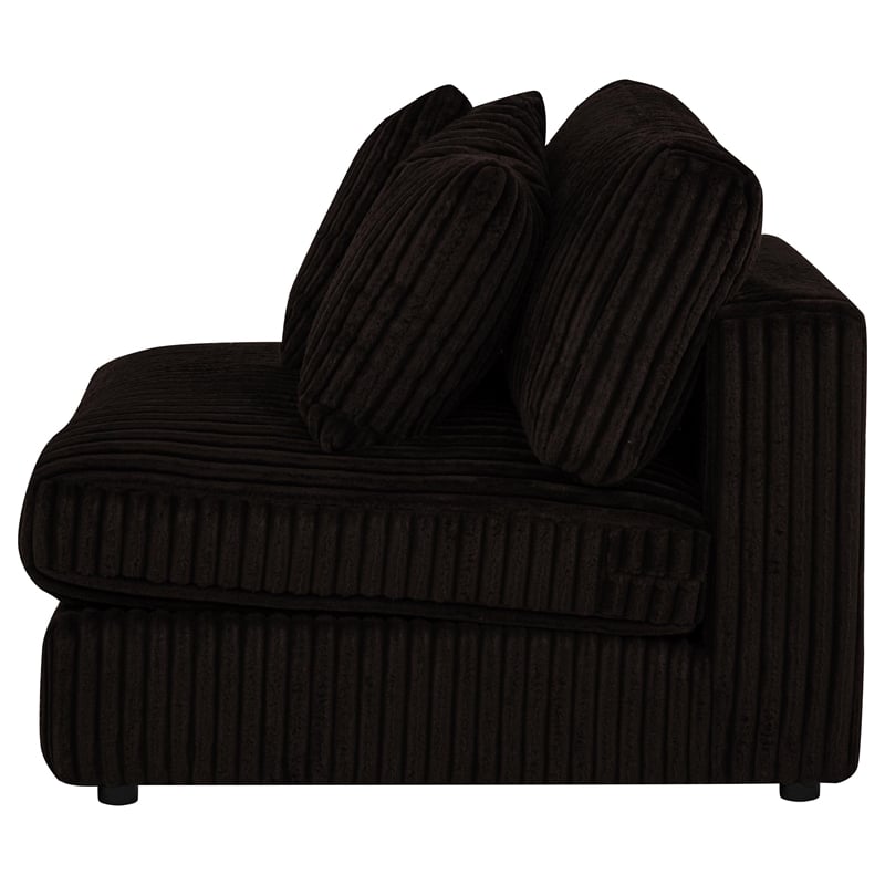 Pemberly Row Fabric Upholstered Soft Cushion Armless Chair in Chocolate