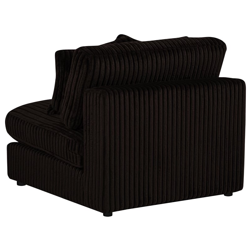 Pemberly Row Fabric Upholstered Soft Cushion Armless Chair in Chocolate