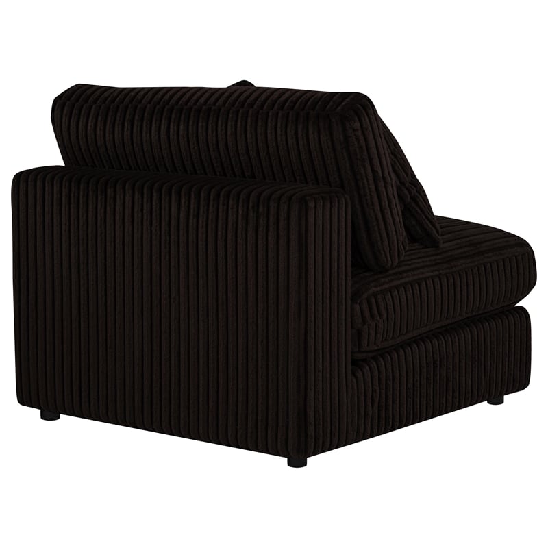 Pemberly Row Fabric Upholstered Soft Cushion Armless Chair in Chocolate