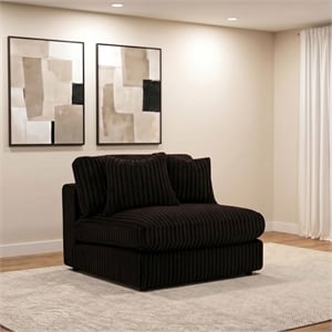 Pemberly Row Fabric Upholstered Soft Cushion Armless Chair in Chocolate