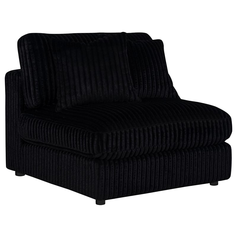 Pemberly Row Fabric Upholstered Soft Cushion Armless Chair in Black