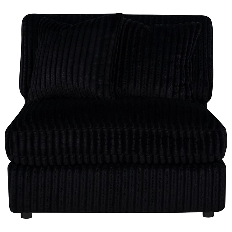 Pemberly Row Fabric Upholstered Soft Cushion Armless Chair in Black