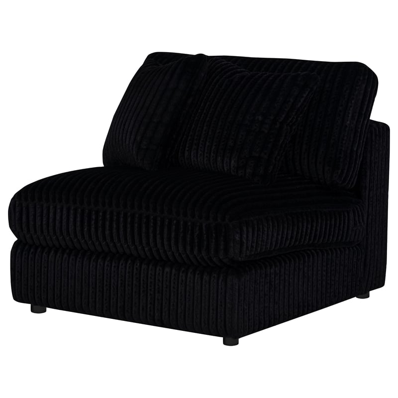 Pemberly Row Fabric Upholstered Soft Cushion Armless Chair in Black