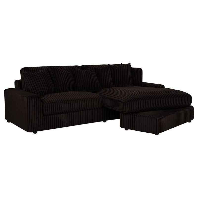Pemberly Row 2-piece Upholstered Reversible Chaise Sectional in Chocolate