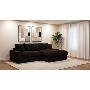 Pemberly Row 2-piece Upholstered Reversible Chaise Sectional in Chocolate