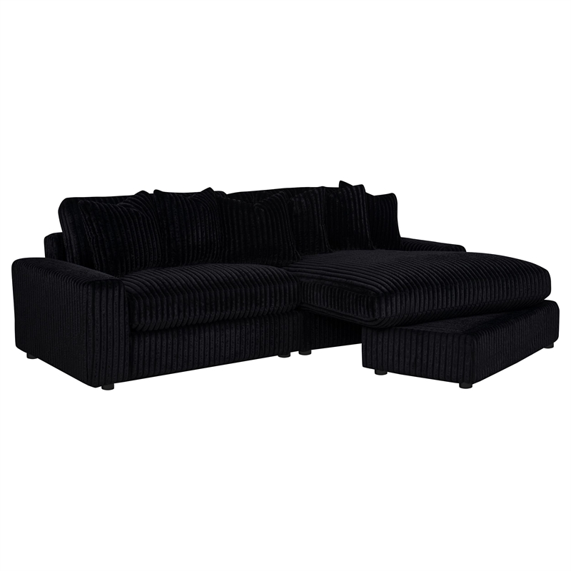 Pemberly Row 2-piece Upholstered Reversible Chaise Sectional in Black