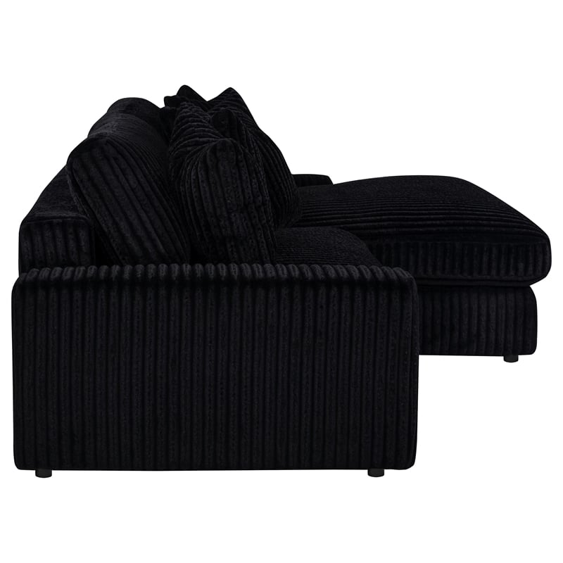 Pemberly Row 2-piece Upholstered Reversible Chaise Sectional in Black