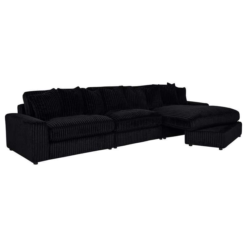 Pemberly Row 3-piece Upholstered Reversible Chaise Sectional in Black
