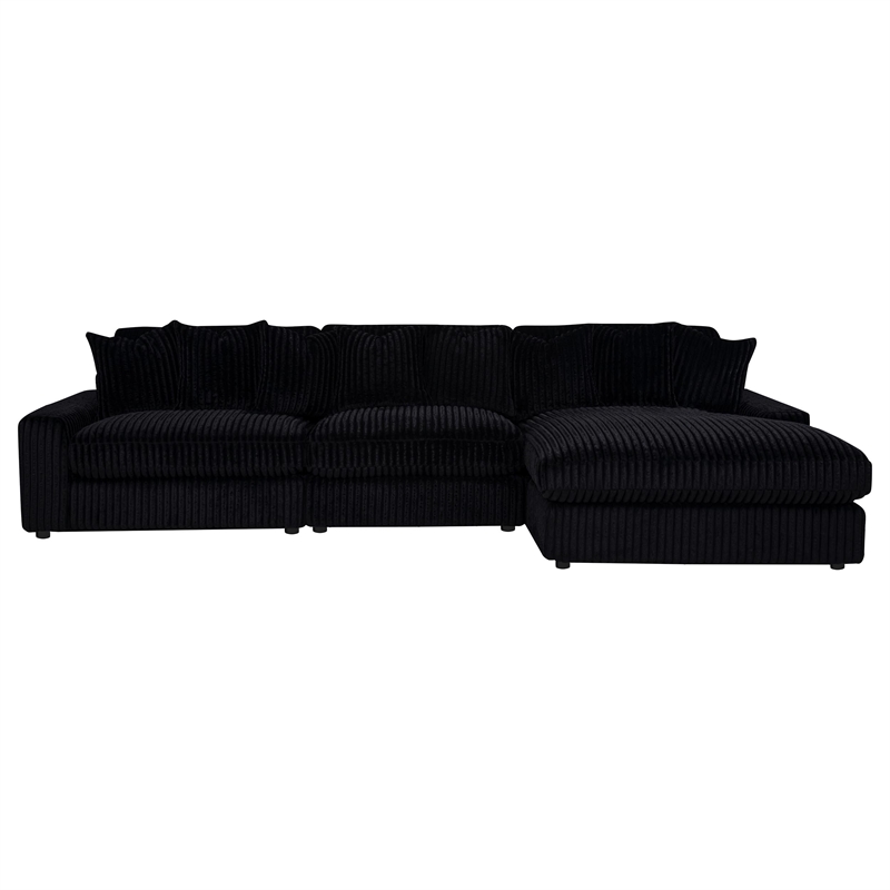 Pemberly Row 3-piece Upholstered Reversible Chaise Sectional in Black