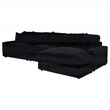 Pemberly Row 3-piece Upholstered Reversible Chaise Sectional in Black