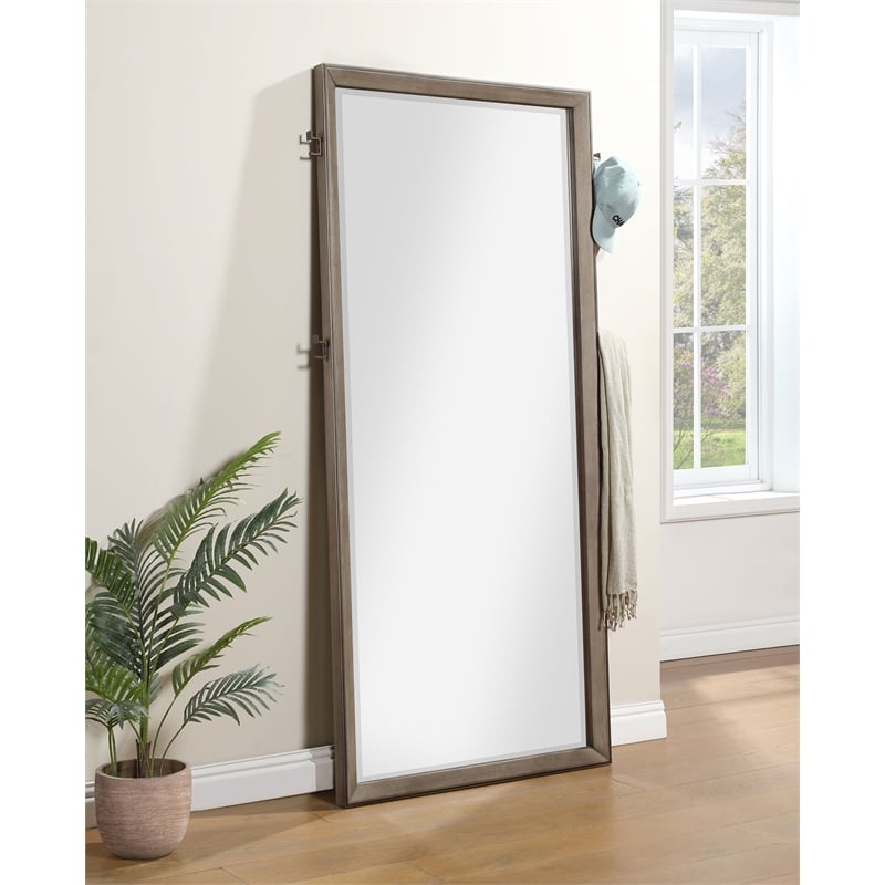 Pemberly Row 80-inch Full-Length Standing Floor Mirror in Washed Oak