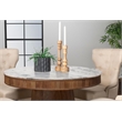 Pemberly Row Round 46-inch Marble Top Wood Dining Table in Natural