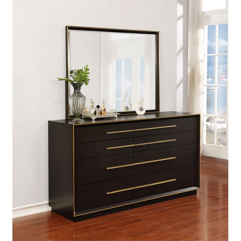 Pemberly Row 8-Drawer Dresser with Mirror in Smoked Peppercorn