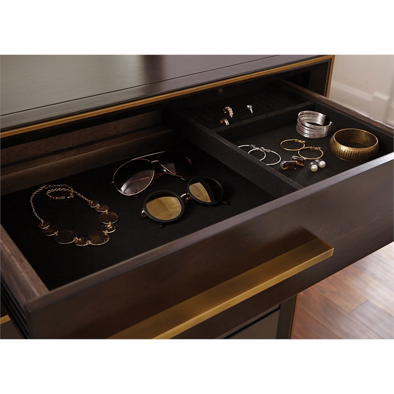 Pemberly Row 8-Drawer Dresser with Mirror in Smoked Peppercorn