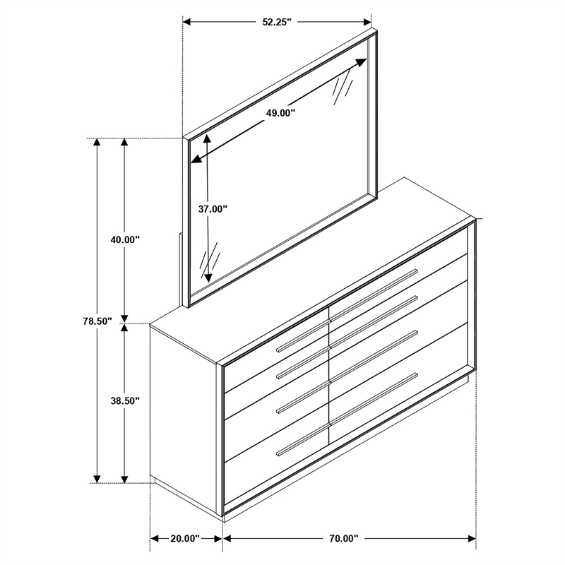 Pemberly Row 8-Drawer Dresser with Mirror in Smoked Peppercorn