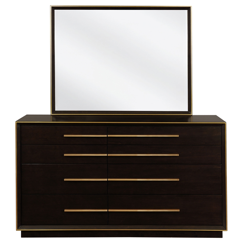 Pemberly Row 8-Drawer Dresser with Mirror in Smoked Peppercorn