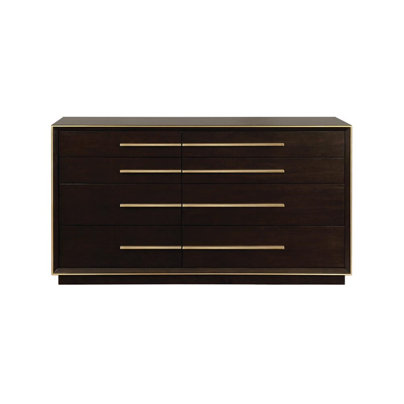 Pemberly Row 8-Drawer Dresser with Metallic Pulls in Smoked Peppercorn