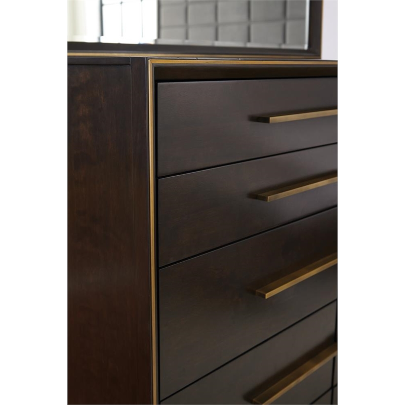 Pemberly Row 8-Drawer Dresser with Metallic Pulls in Smoked Peppercorn