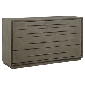 Pemberly Row 8-Drawer Bedroom Dresser with Bar Pulls in Taupe Oak