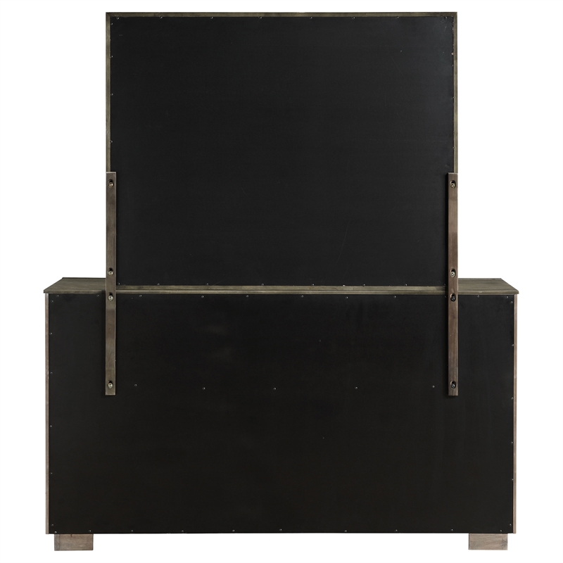 Pemberly Row 8-Drawer Bedroom Dresser and Mirror in Taupe Oak