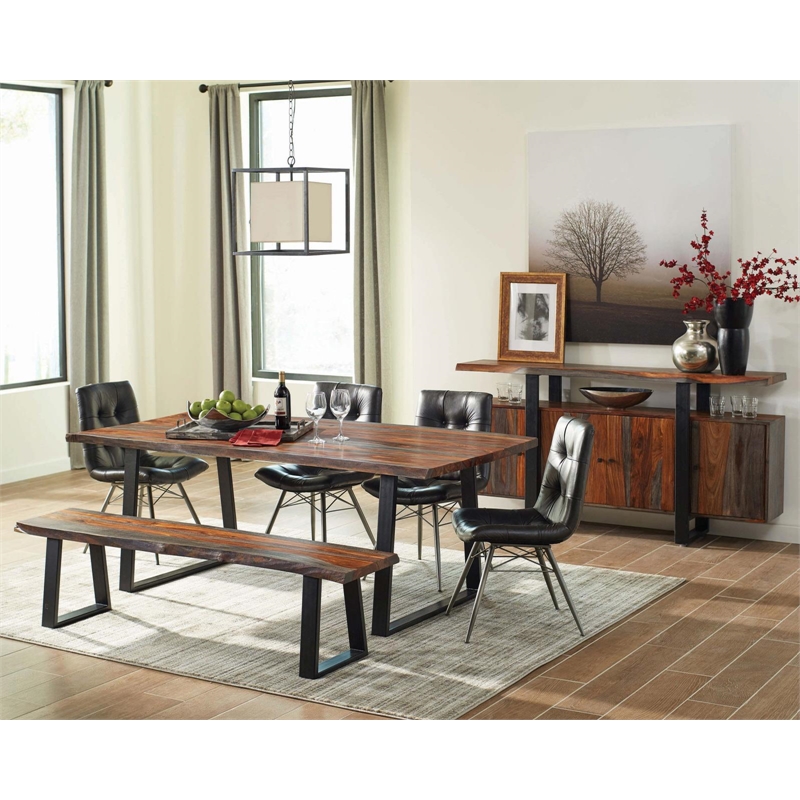 Pemberly Row 80-inch Live Edge Dining Table in Grey Sheesham Wood