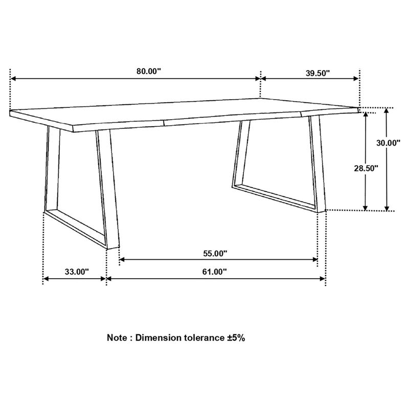 Pemberly Row 80-inch Live Edge Dining Table in Grey Sheesham Wood