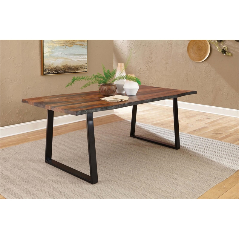 Pemberly Row 80-inch Live Edge Dining Table in Grey Sheesham Wood