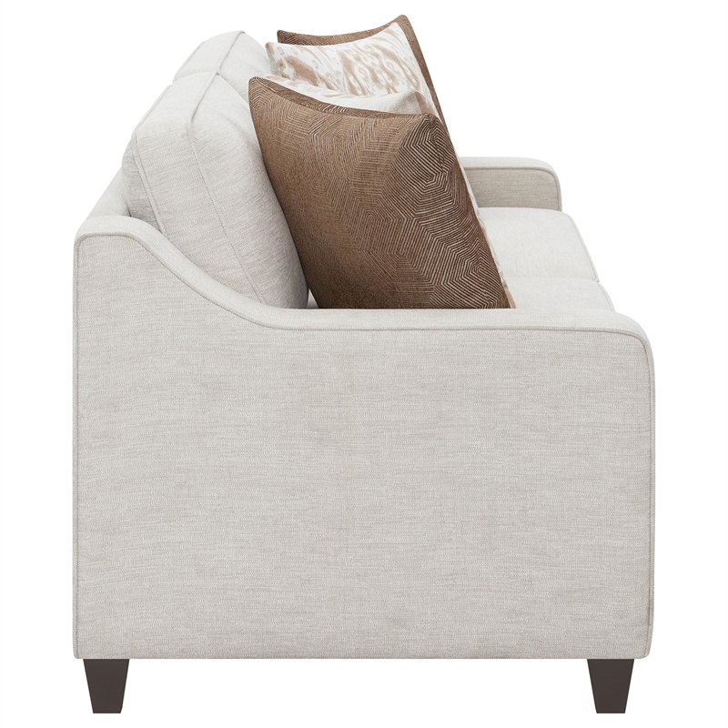 Pemberly Row 2-Piece Upholstered Sloped Arm Chenille Sofa Set in Beige