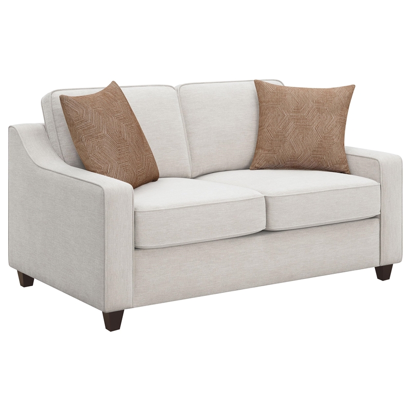 Pemberly Row 2-Piece Upholstered Sloped Arm Chenille Sofa Set in Beige