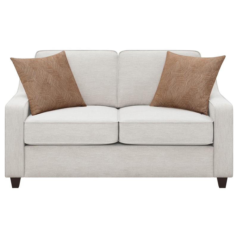 Pemberly Row 2-Piece Upholstered Sloped Arm Chenille Sofa Set in Beige