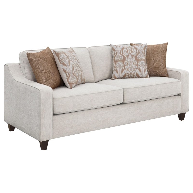 Pemberly Row 2-Piece Upholstered Sloped Arm Chenille Sofa Set in Beige