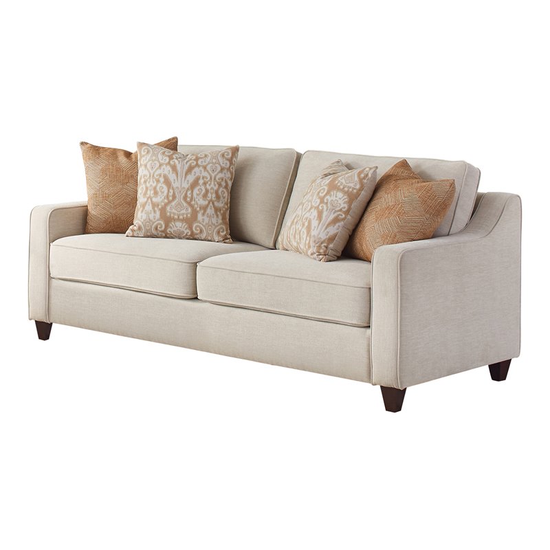 Pemberly Row 3-Piece Upholstered Sloped Arm Chenille Sofa Set in Beige