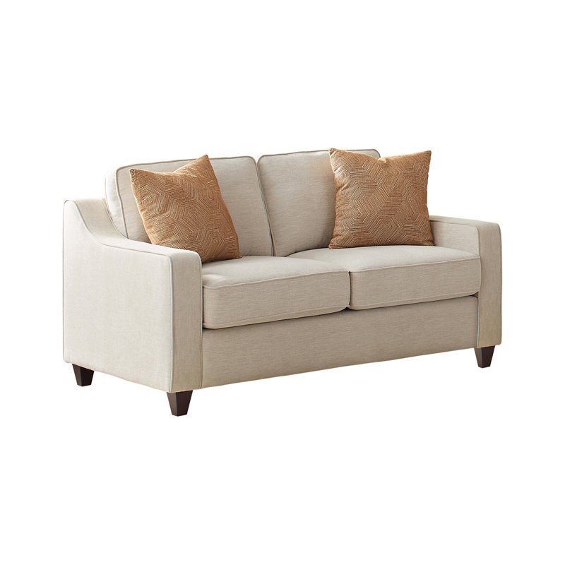 Pemberly Row 3-Piece Upholstered Sloped Arm Chenille Sofa Set in Beige